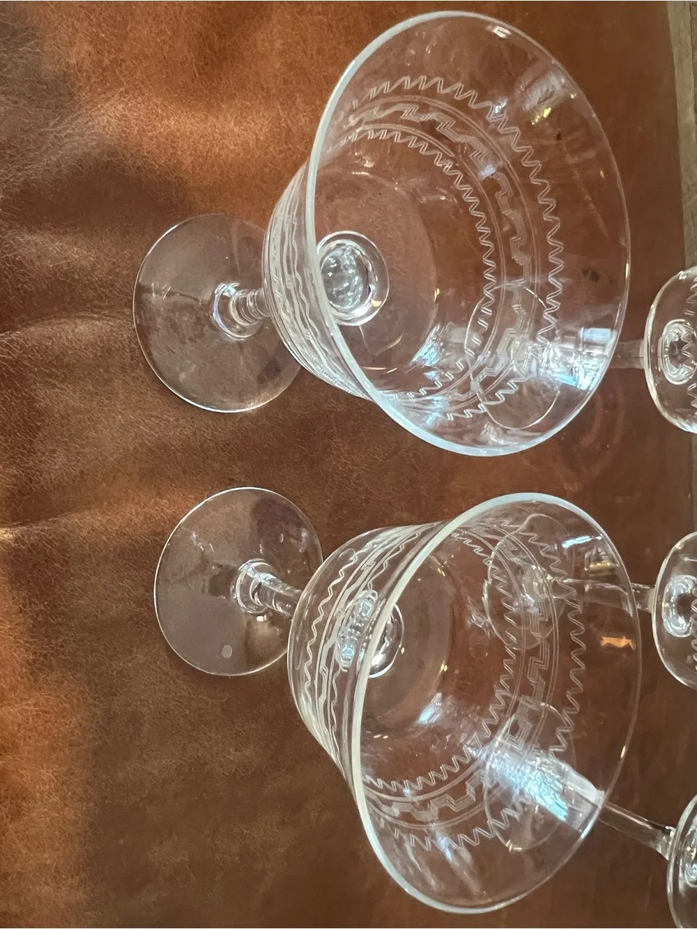Etched Clear Glass Dessert Coupes - Set of 5